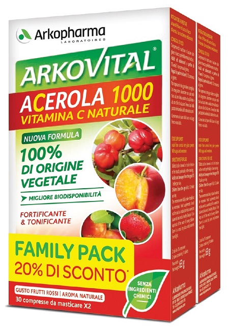 arkofarm arkovital acerola 1000 pack family 60 compresse uomo